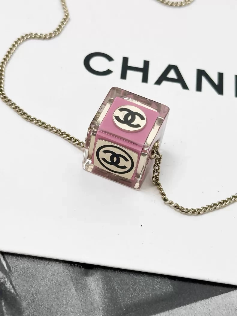 Chanel Spring/Summer 2022 pink dice necklace