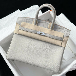 Hermès Birkin 25 Touch Gris Perle Togo  Alligator Matte with Palladium Hardware
