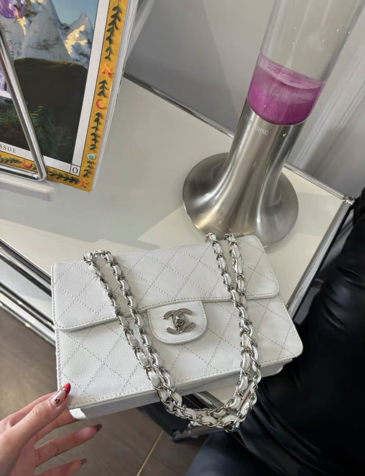 CHANEL Chanel White Caviar Leather Classic Double Flap Shoulder Bag - 23cm Crossbody Bag - Secondhand luxury from Top Quality Luxury Designers Bag