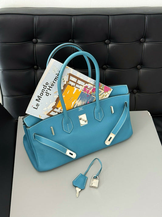 Hermès Shoulder Birkin 42 Bleu Jean Togo with Palladium Hardware