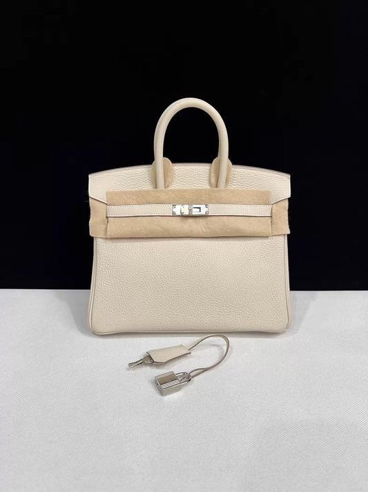 Hermes Birkin 25 Craie Togo Leather Palladium Hardware