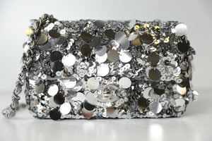 Chanel Mini Single Flap Silver Sequin Bag – Métiers d’Art 2022