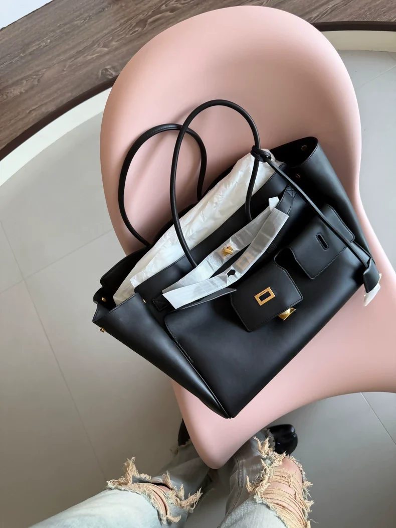 BALENCIAGA Bel Air black and gold tote bag with multiple pockets, medium size