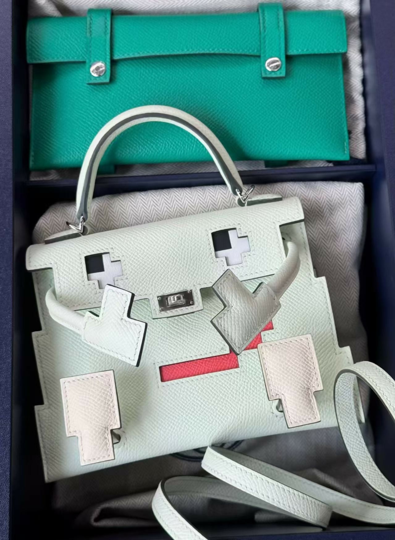 Hermès Quelle Idole (Kelly Doll) Picto Vert Fizz Epsom with Palladium Hardware