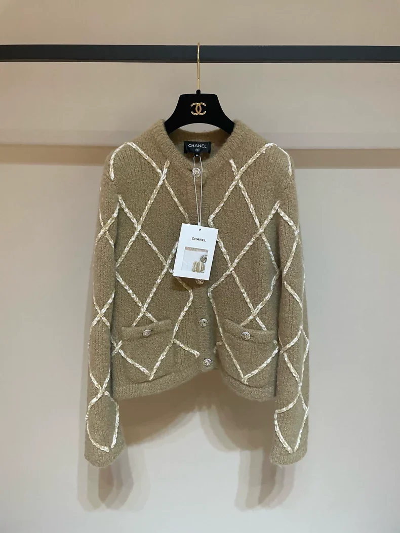 Chanel 23N brown quilted cardigan