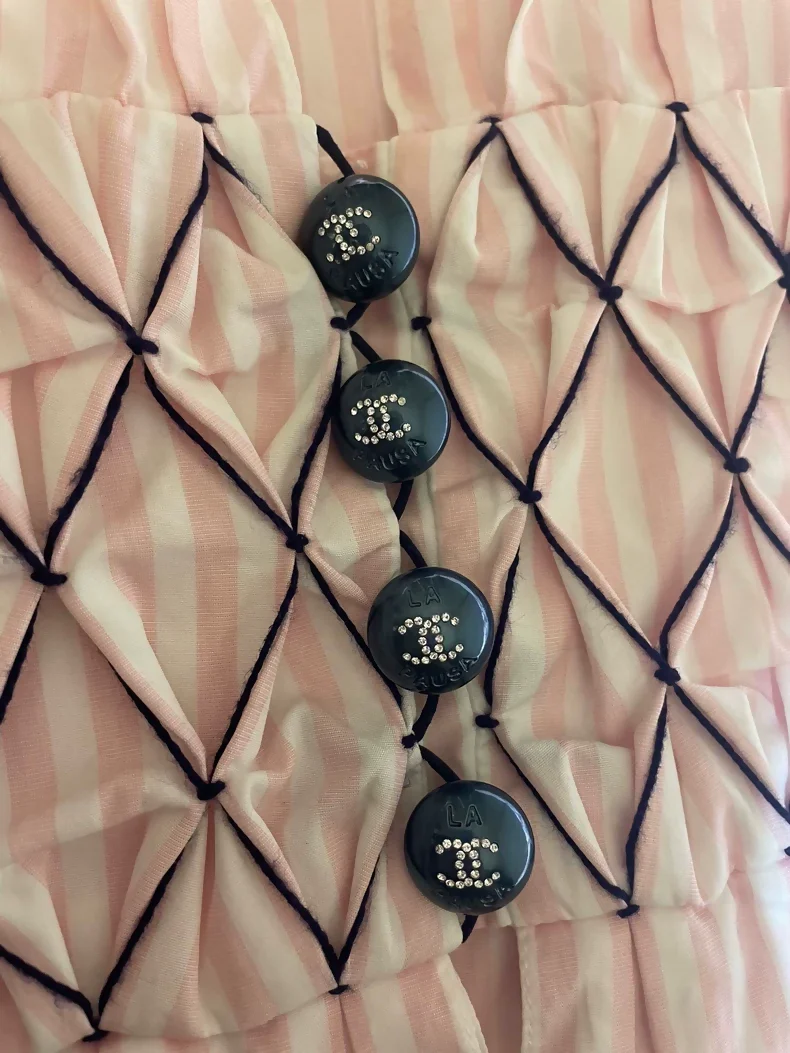 Chanel 19C Pink Striped Pleated Blouse