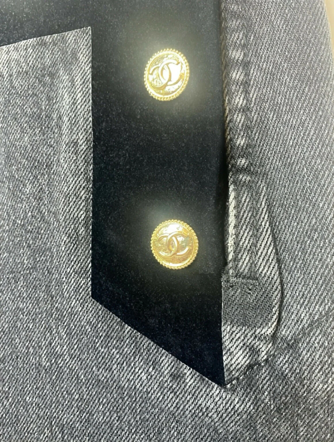 Chanel 2020 Black Denim Velvet Trim Sailor Jeans FR 36