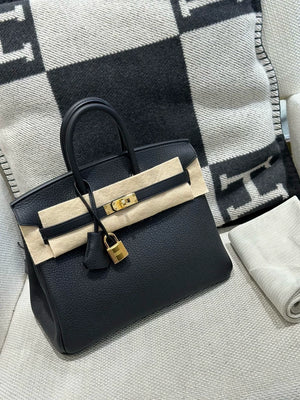 Hermes Birkin 25 black togo leather gold hardware