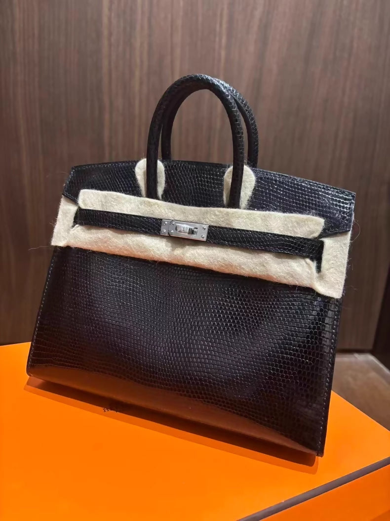 Hermes Birkin 20 Black Lizard leather palladium hardware