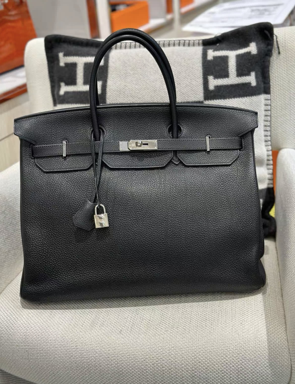 Hermès Hermes birkin40 black Togo leather palladium hardware stamp N - 40 Tote Bag - Secondhand luxury from Top Quality Luxury Designers Bag