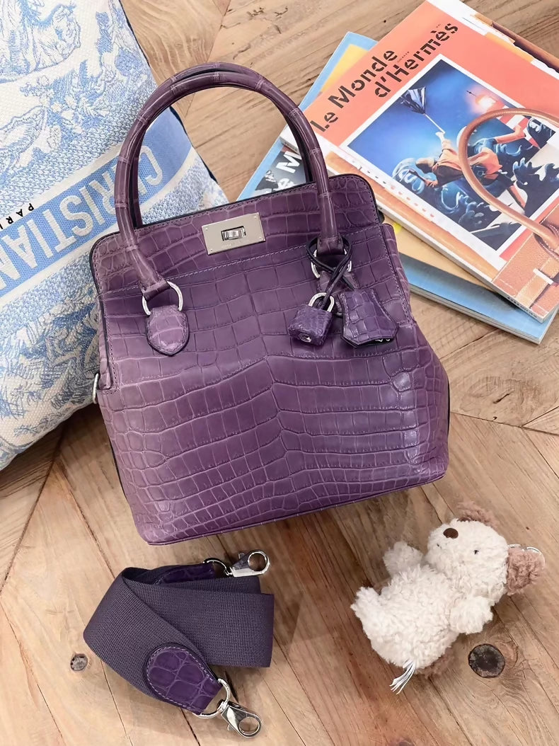 Hermès Tool Box 20 Purple matte Crocodile palladium hardware