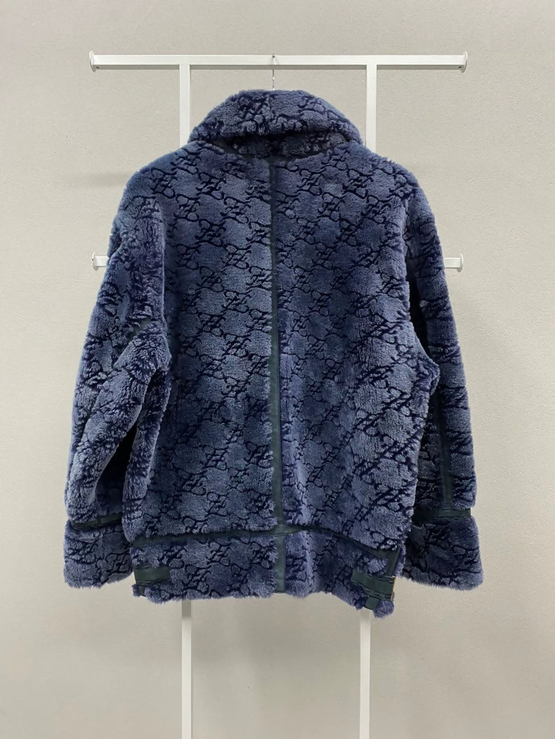 FENDI dark blue fur coat