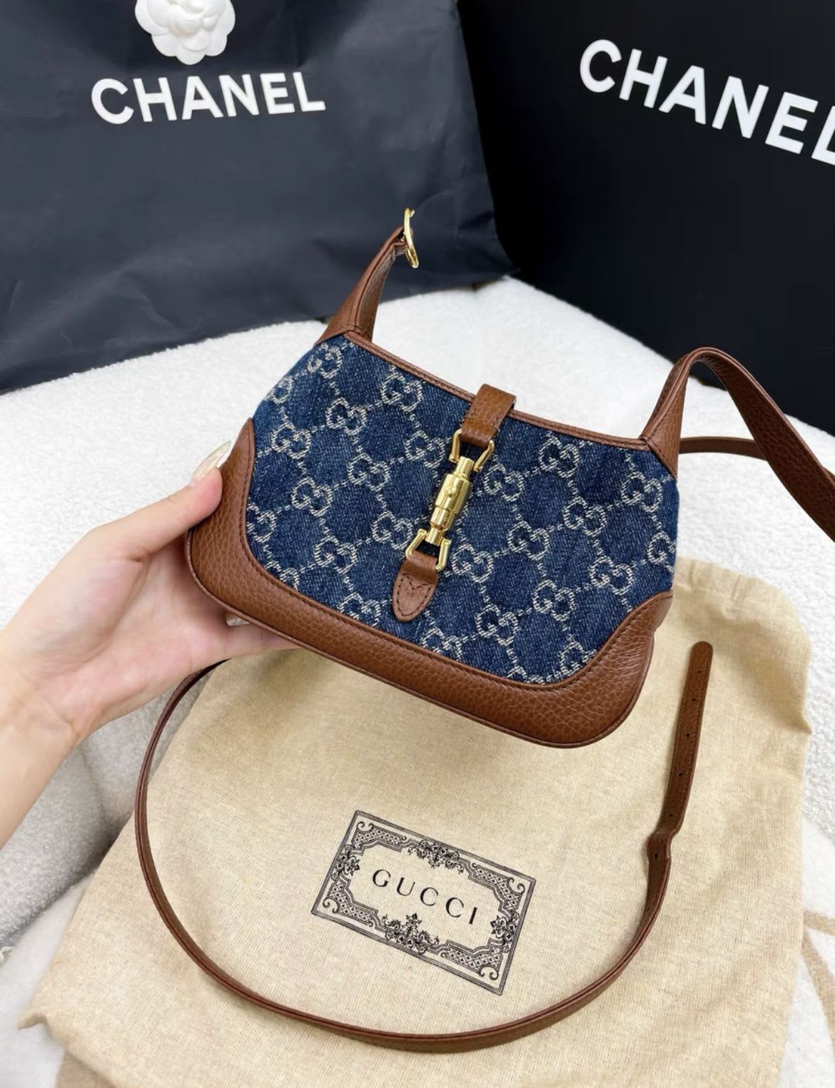 GUCCI Gucci blue denim and leather Jackie1961 mini bag - Mini Mini Bag - Used fashion item from Top Quality Luxury Designers Bag