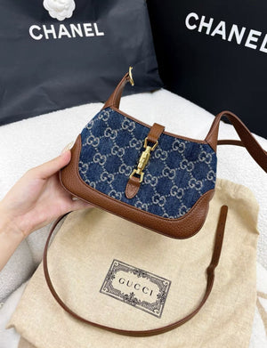Gucci blue denim and leather Jackie1961 mini bag