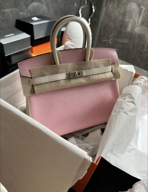 Hermès Special Order (HSS) Birkin 25 Rose Sakura and White Silver Hardware