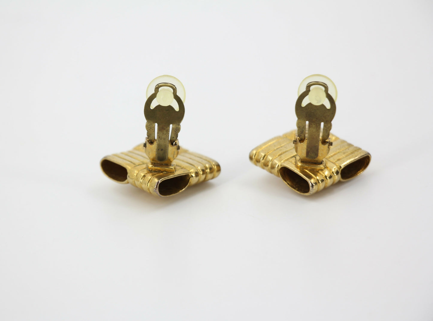 Chanel Vintage 96P Gold-plated Diamond-shaped Clip-on Earrings