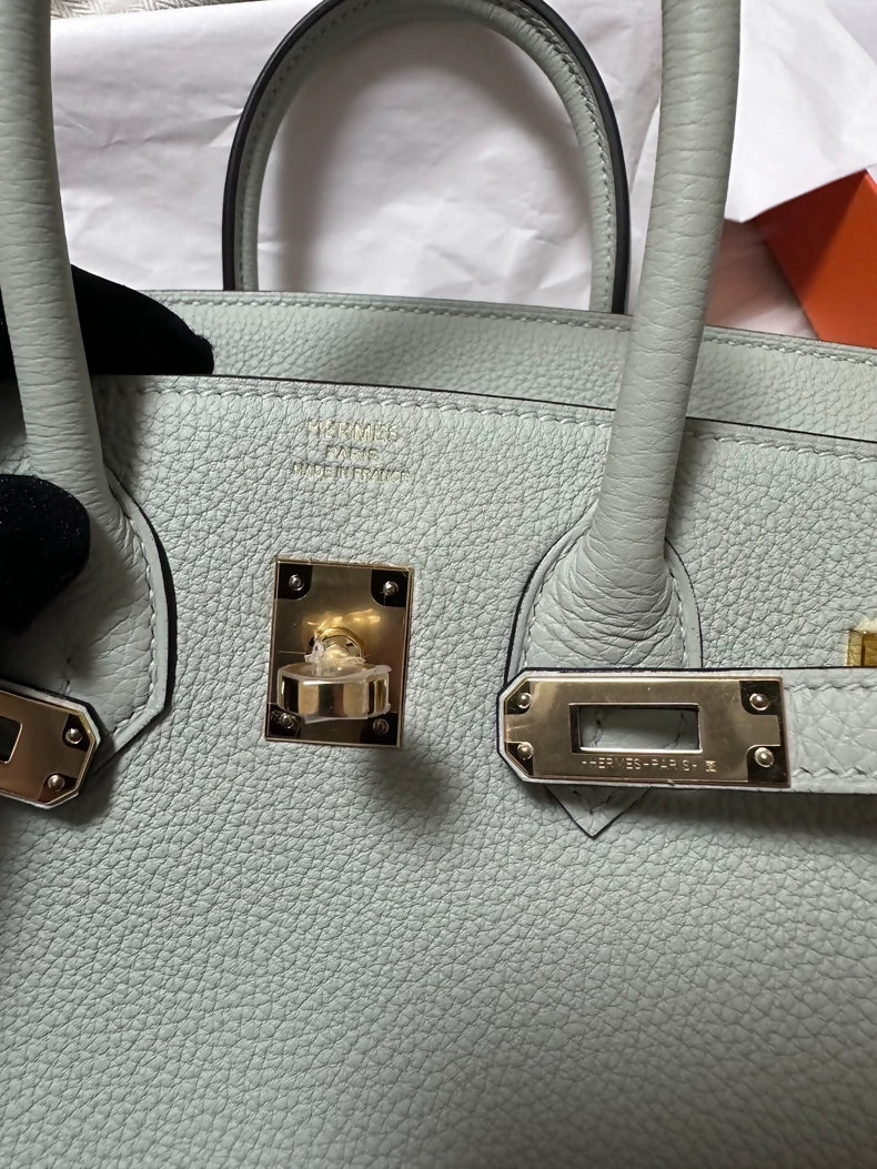Hermes Birkin 25 0W Gris Neve Togo Leather gold hardware