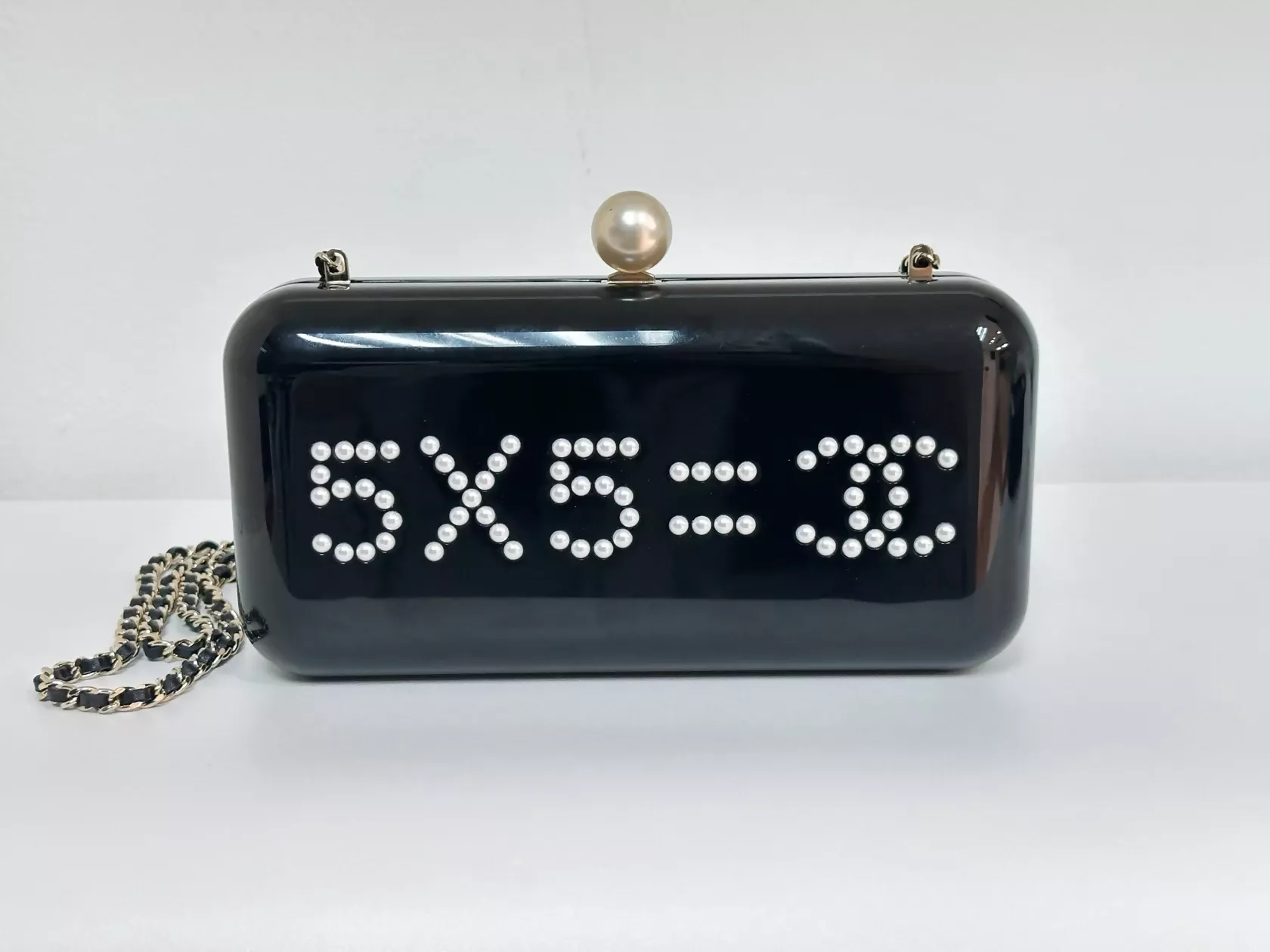 Chanel “Votez Coco” Pearl Plexiglass Minaudière Evening Clutch