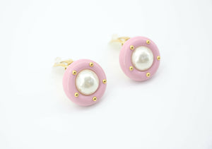 Chanel Vintage 96C Imitation Pearl Blush Pink Clip-on Earrings