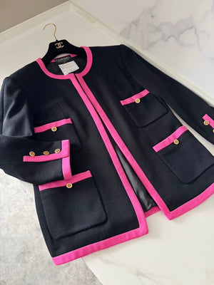 Vintage Chanel 95 Black and Pink Coat