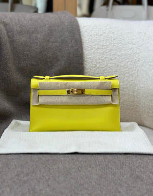 Hermès Kelly Pochette Lime Swift Gold Hardware