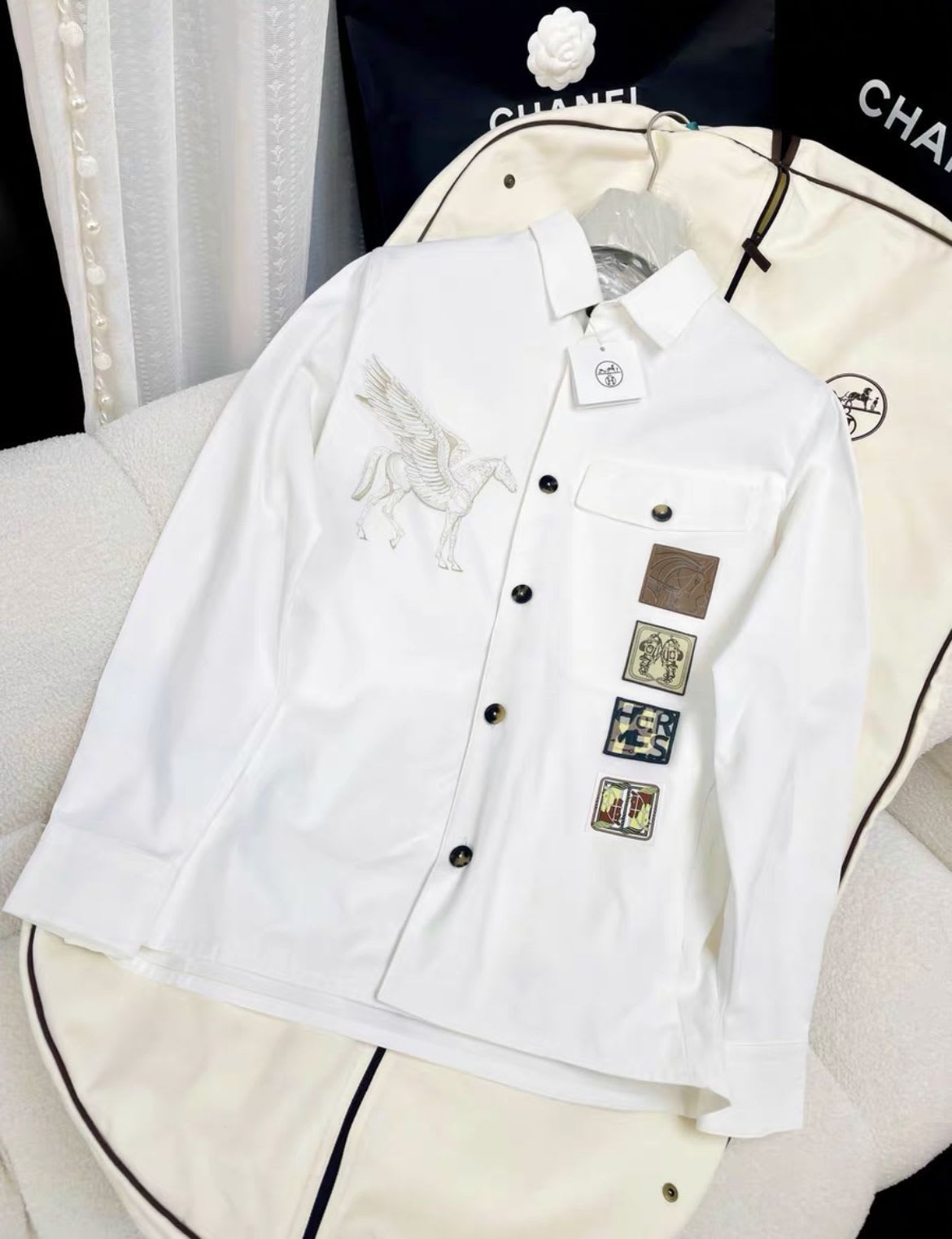 Hermès Hermes 23SS white jacket with Pegasus embroidery - 46 Jacket - Used fashion item from Top Quality Luxury Designers Bag