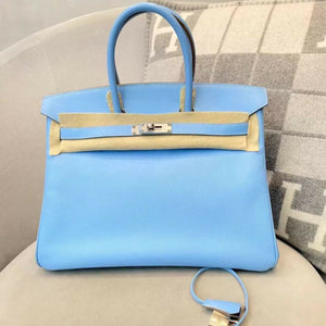 Hermes Birkin 35 7N Blue Celeste Epsom Leather Palladium Hardware