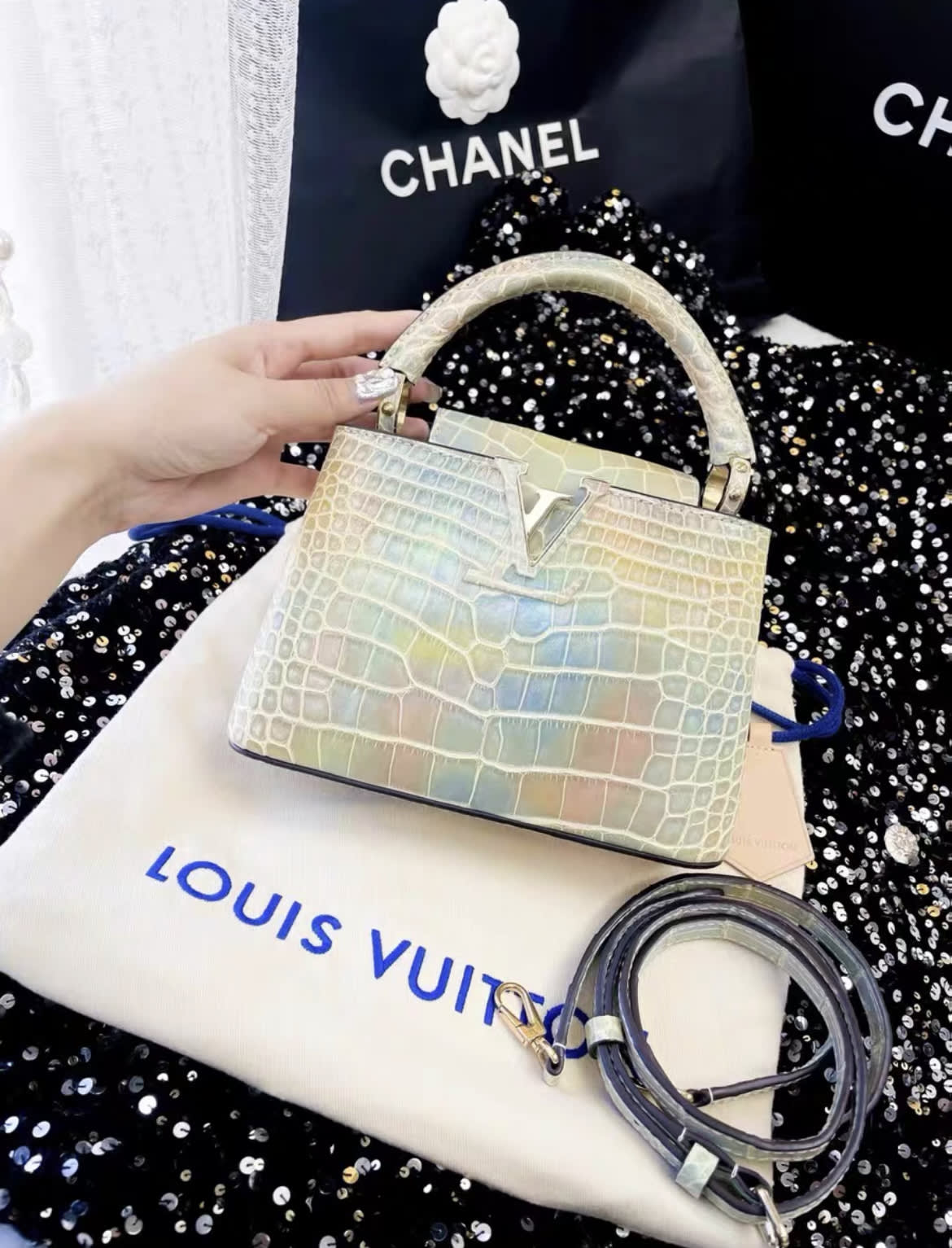 LOUIS VUITTON Louis Vuitton Capucines bb colourful crocodile leather bag - One size Crossbody Bag - Secondhand luxury from Top Quality Luxury Designers Bag