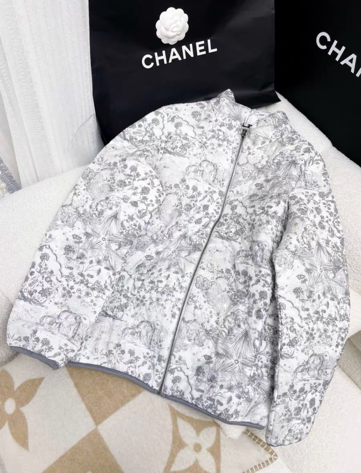 DIOR Dior Silver Print Cotton Jacket - Small Jacket - Secondhand luxury from Top Quality Luxury Designers Bag