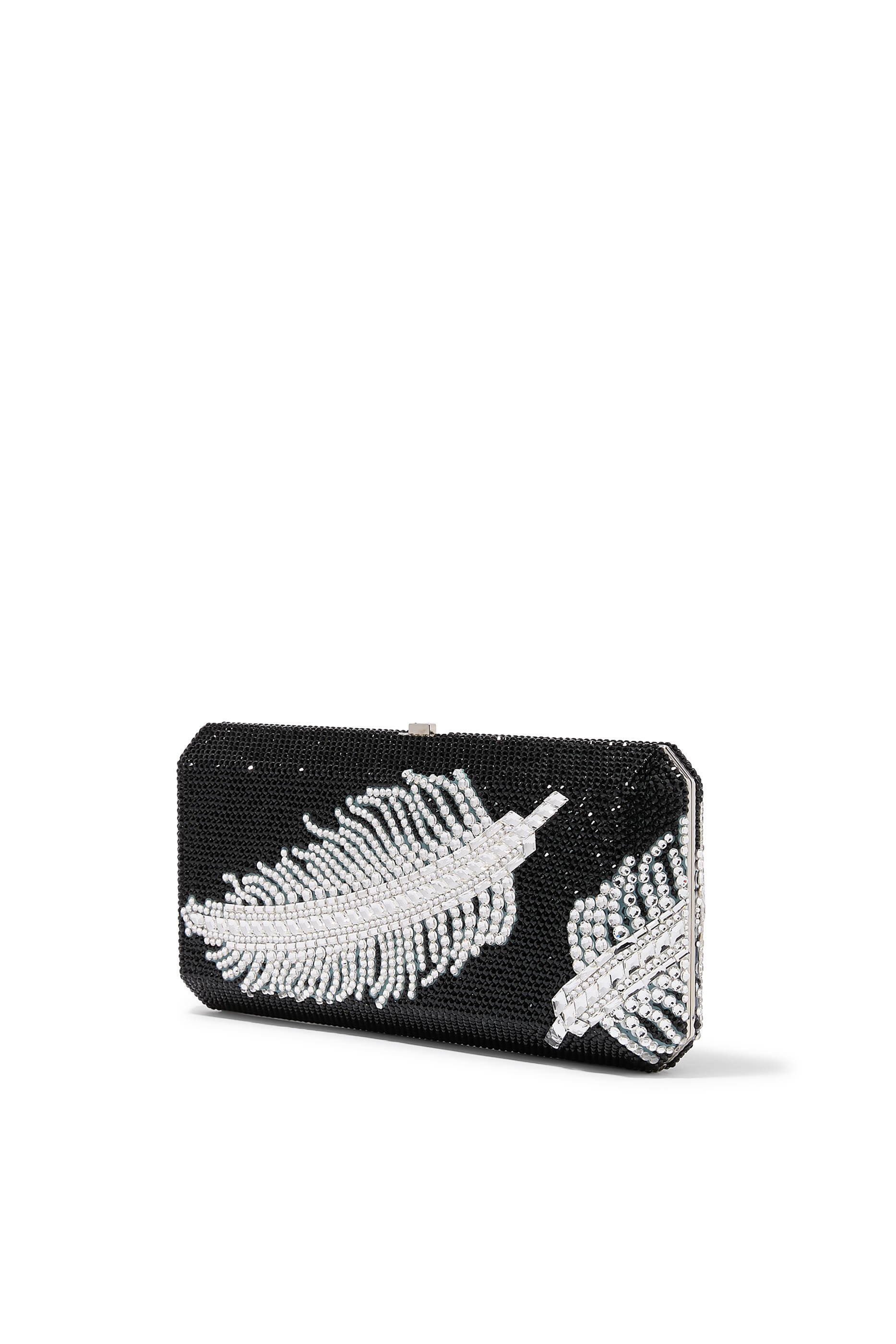 Slim Rectangle Jeweled Plume Bag