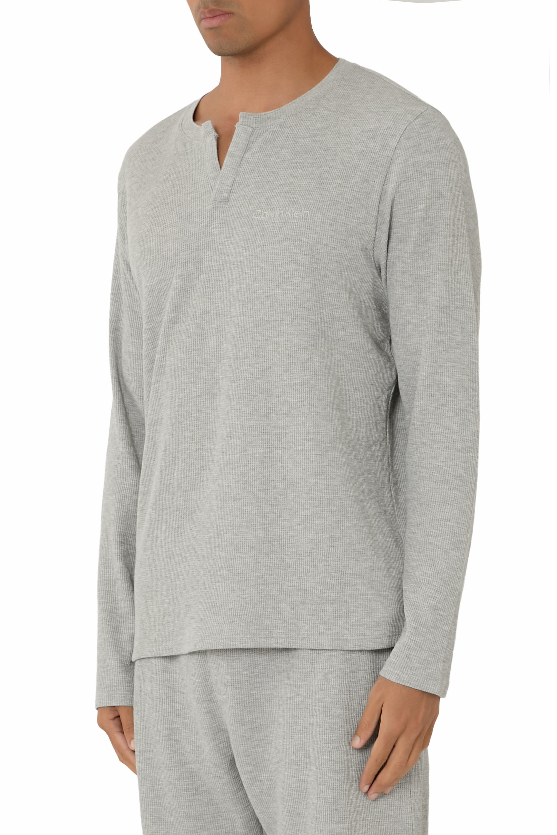 Waffle Knit Henley Sleep T-Shirt