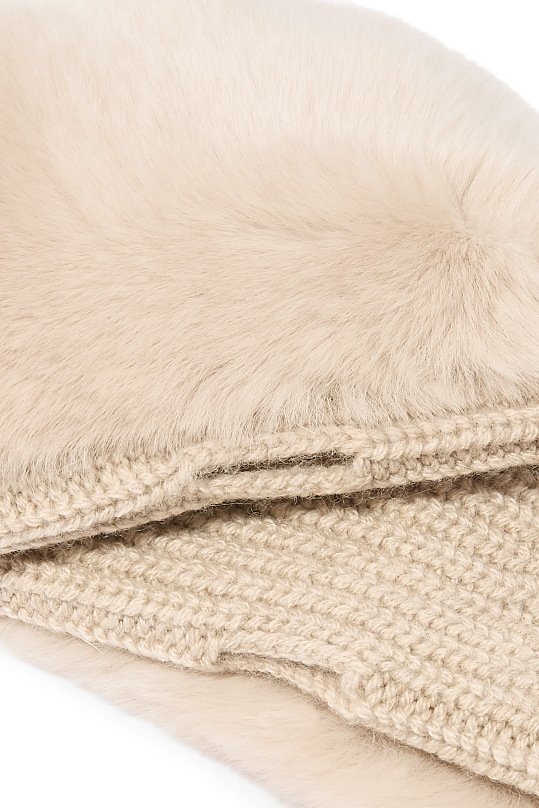 Cashmere Wool Knit and Rex Rabbit Fingerless Gloves 