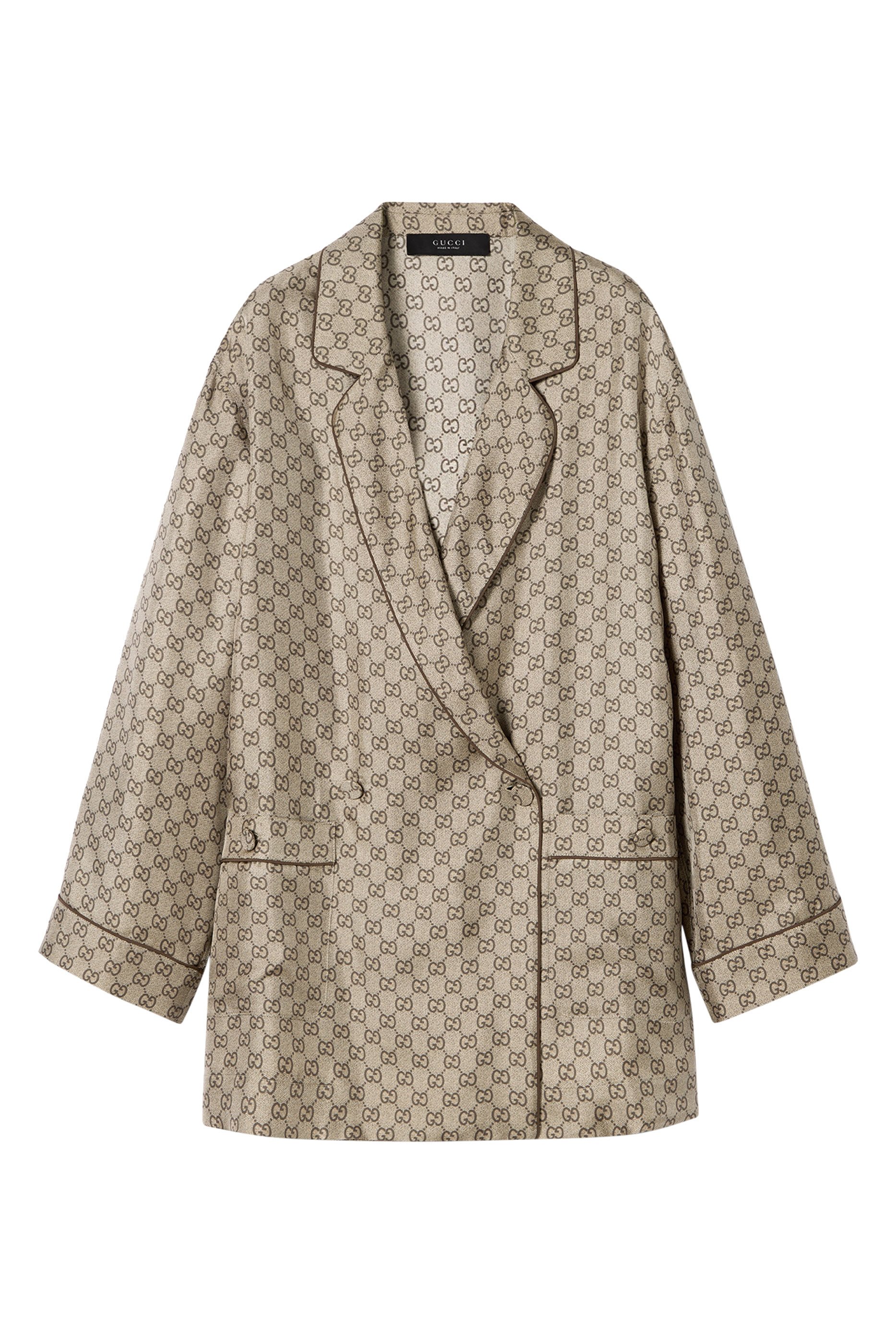 All-Over GG Print Silk Twill Shirt