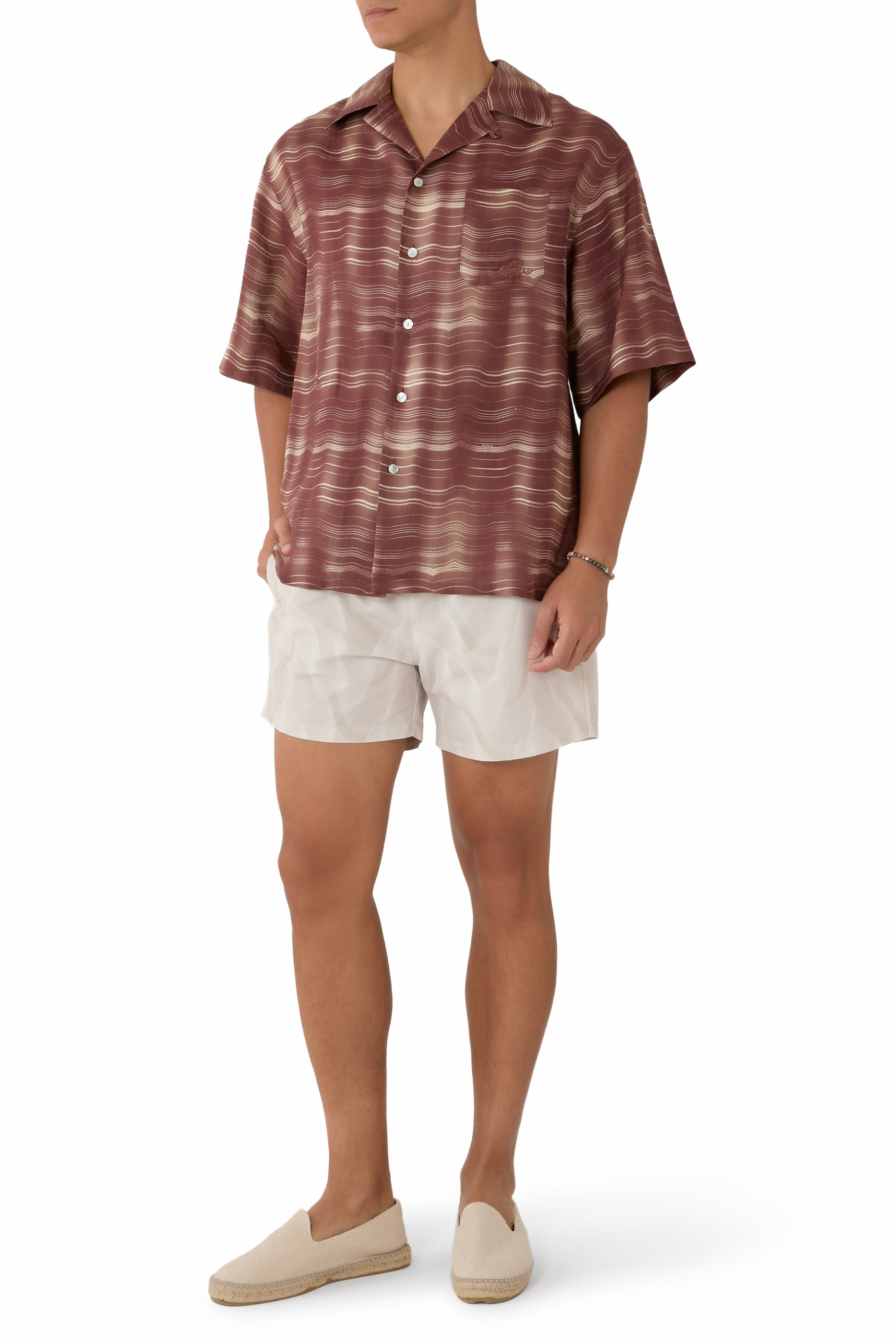 Short-Sleeved Bowling Shirt with Carousel Print