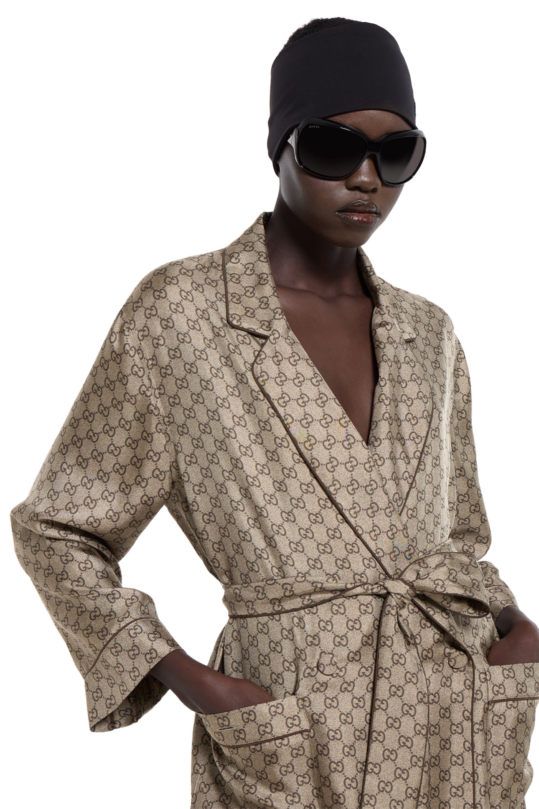 All-Over GG Print Silk Twill Shirt