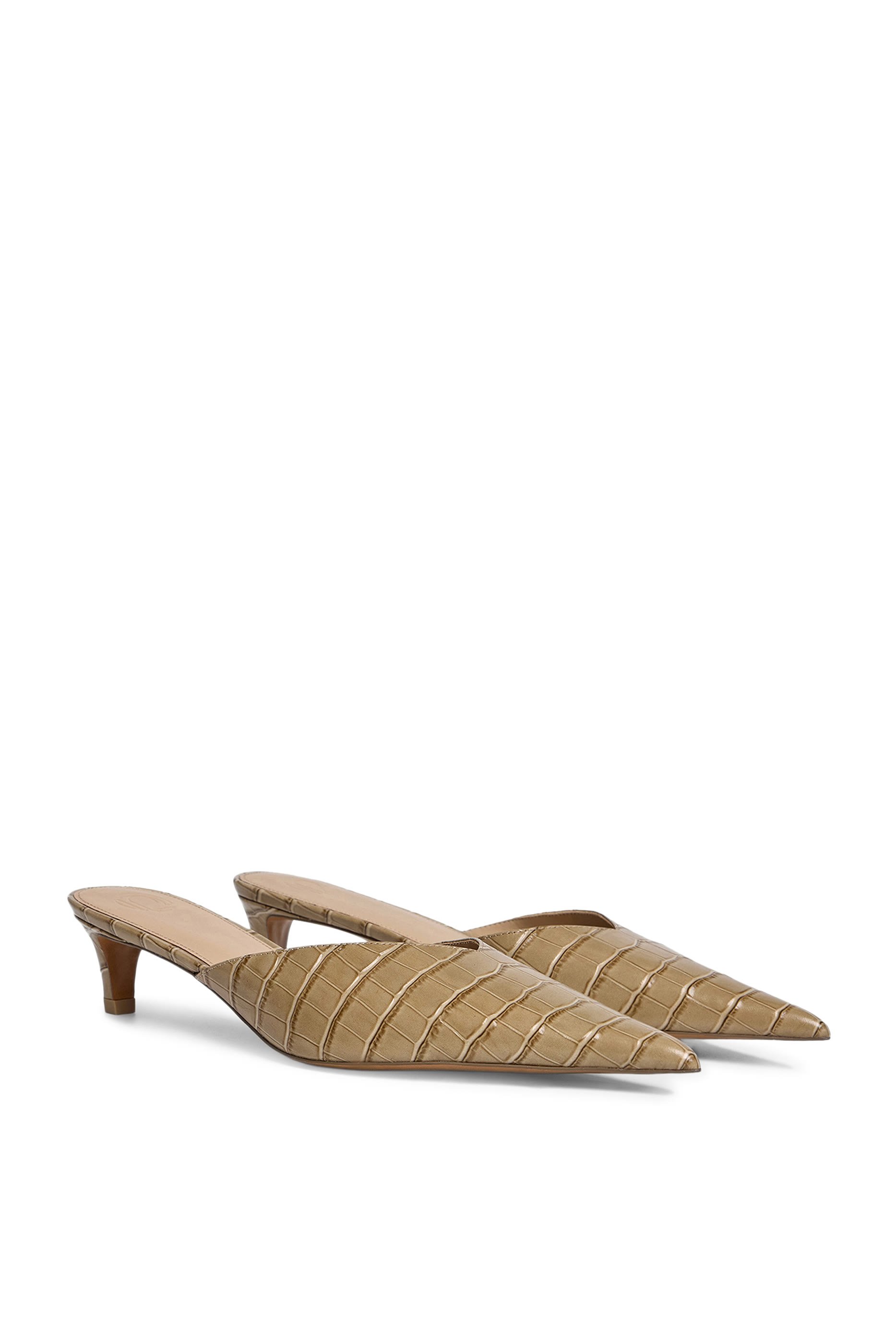 Crocodile-Embossed Leather Mules 40