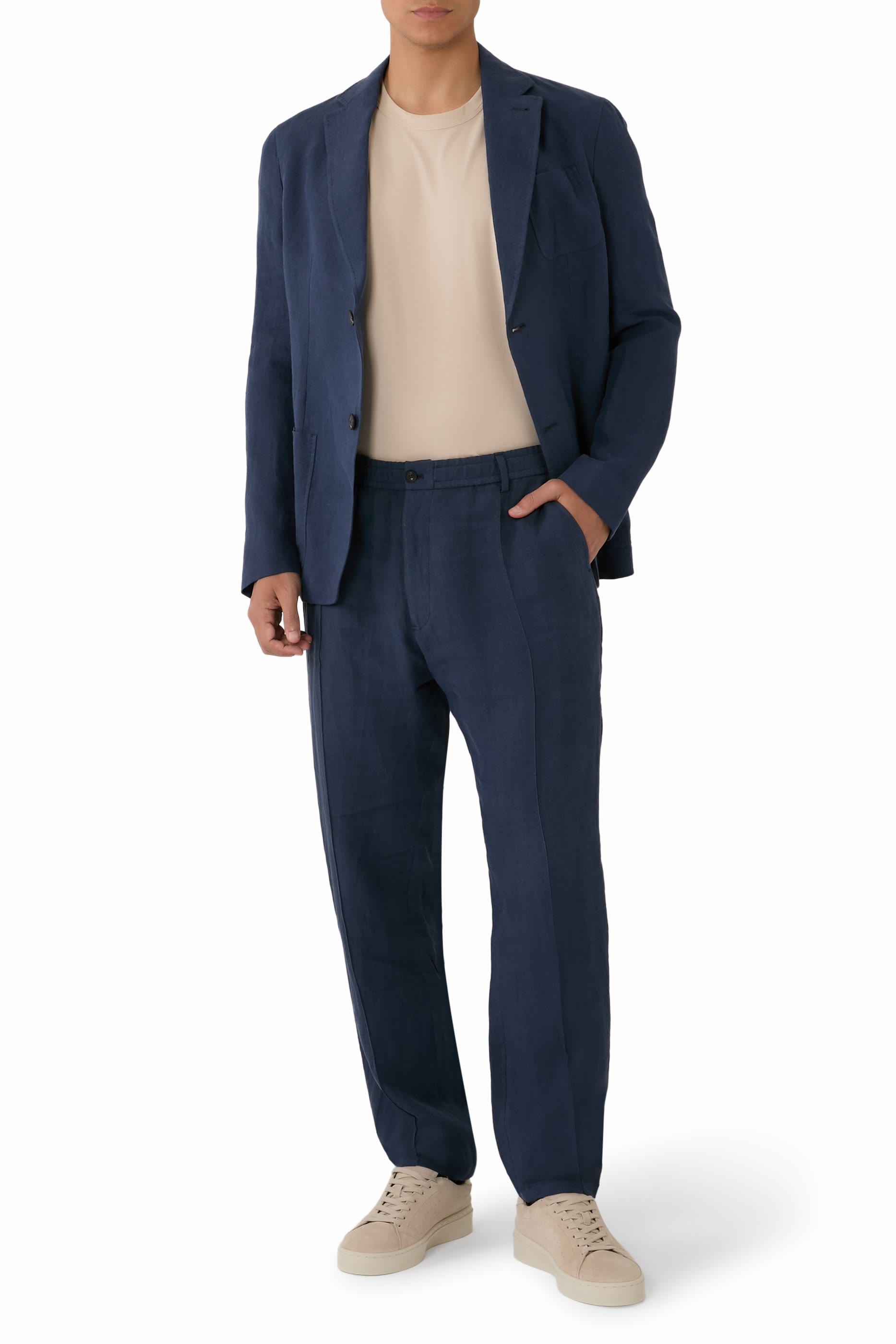 Flat-Front Straight-Leg Trousers