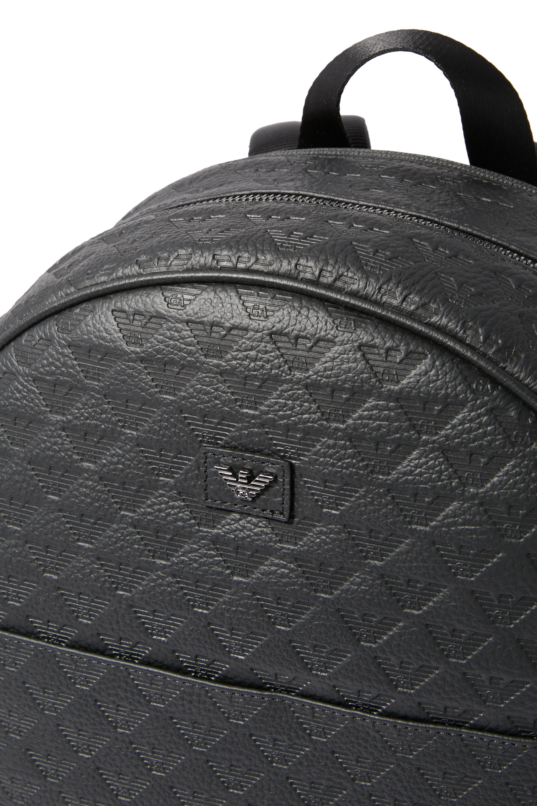 All-Over Eagle Embossed Leather Backpack