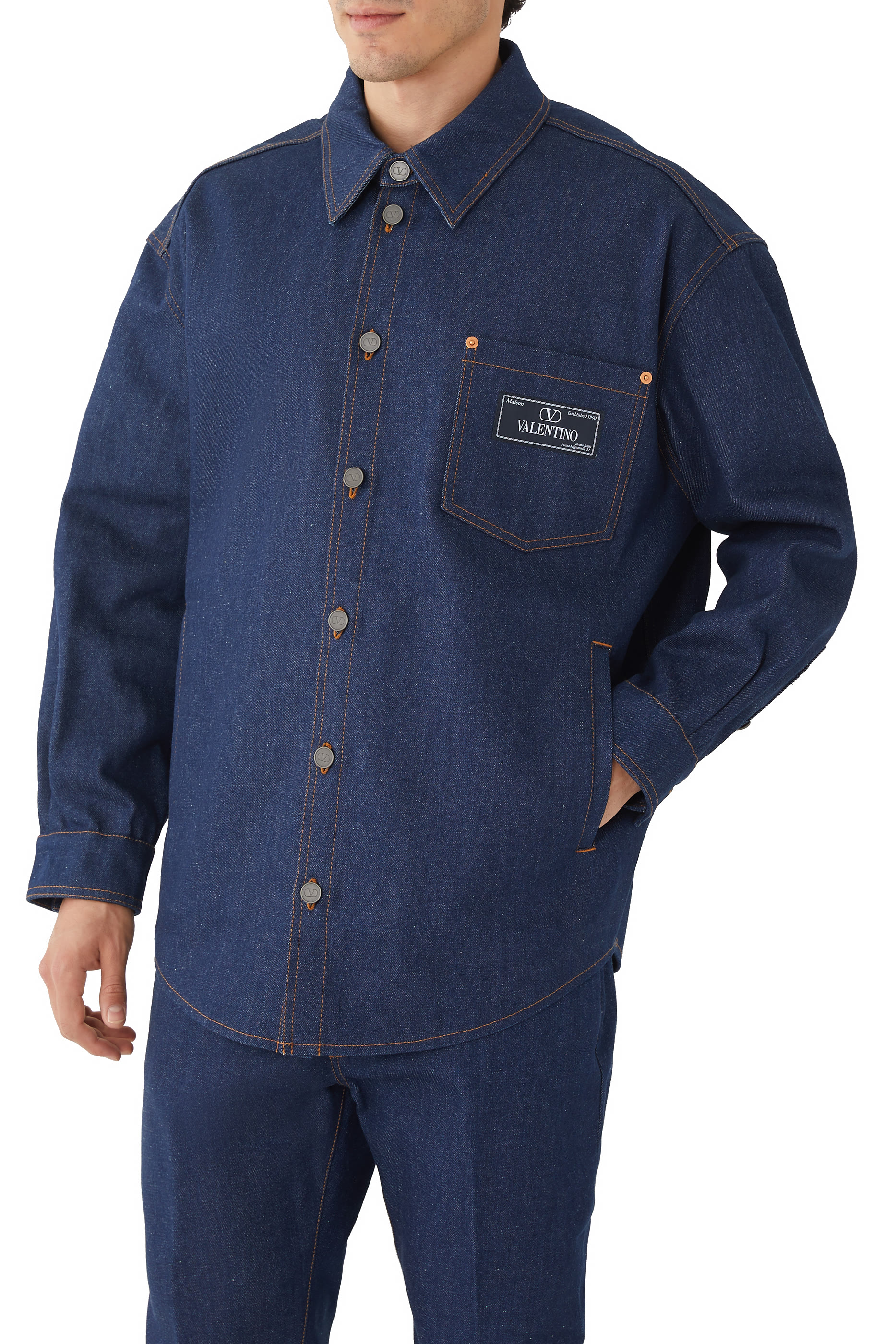 Denim Shirt With Maison Valentino Logo Label