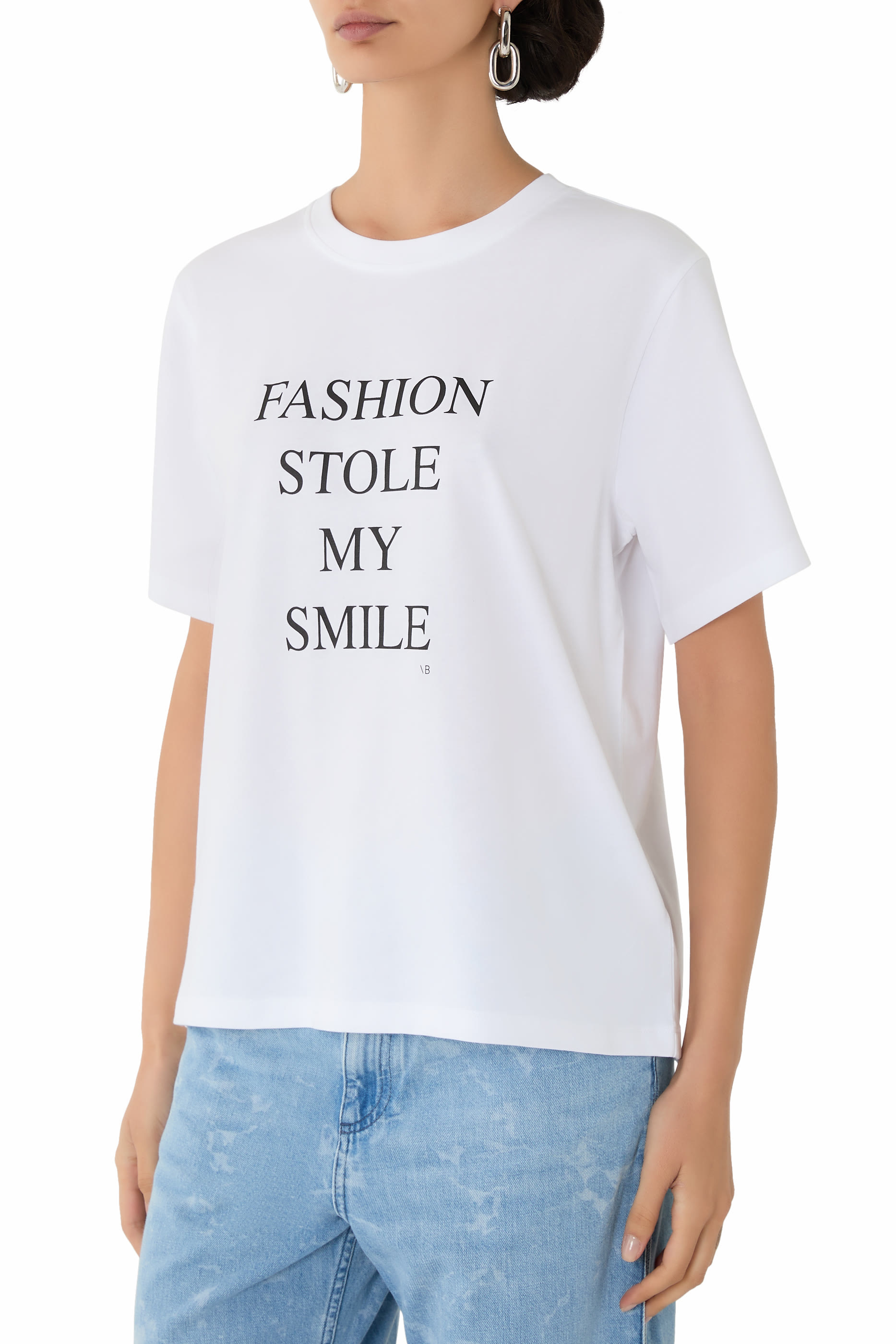 'Fashion Stole My Smile' Slogan T-Shirt