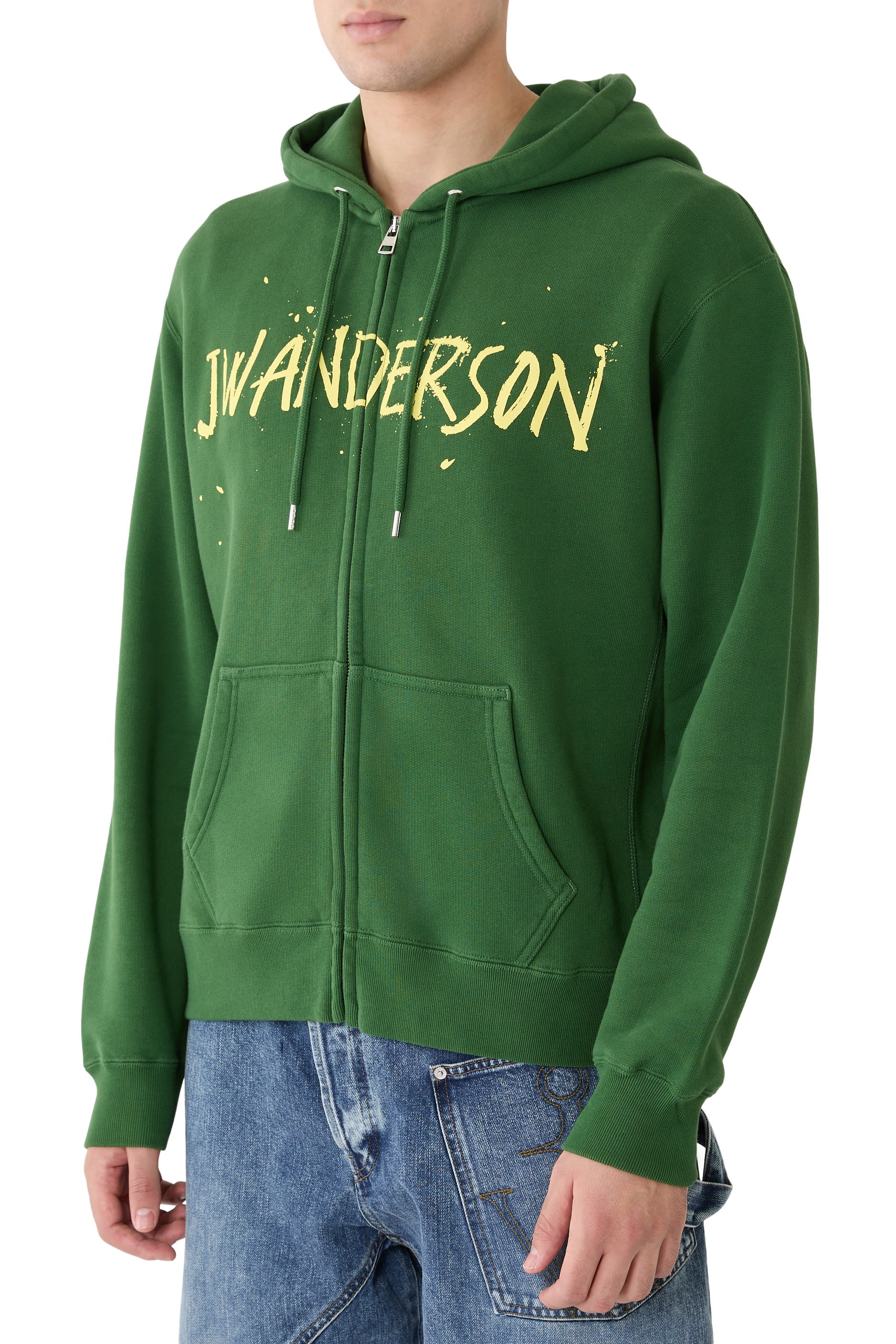 Zip-Front Print Hoodie