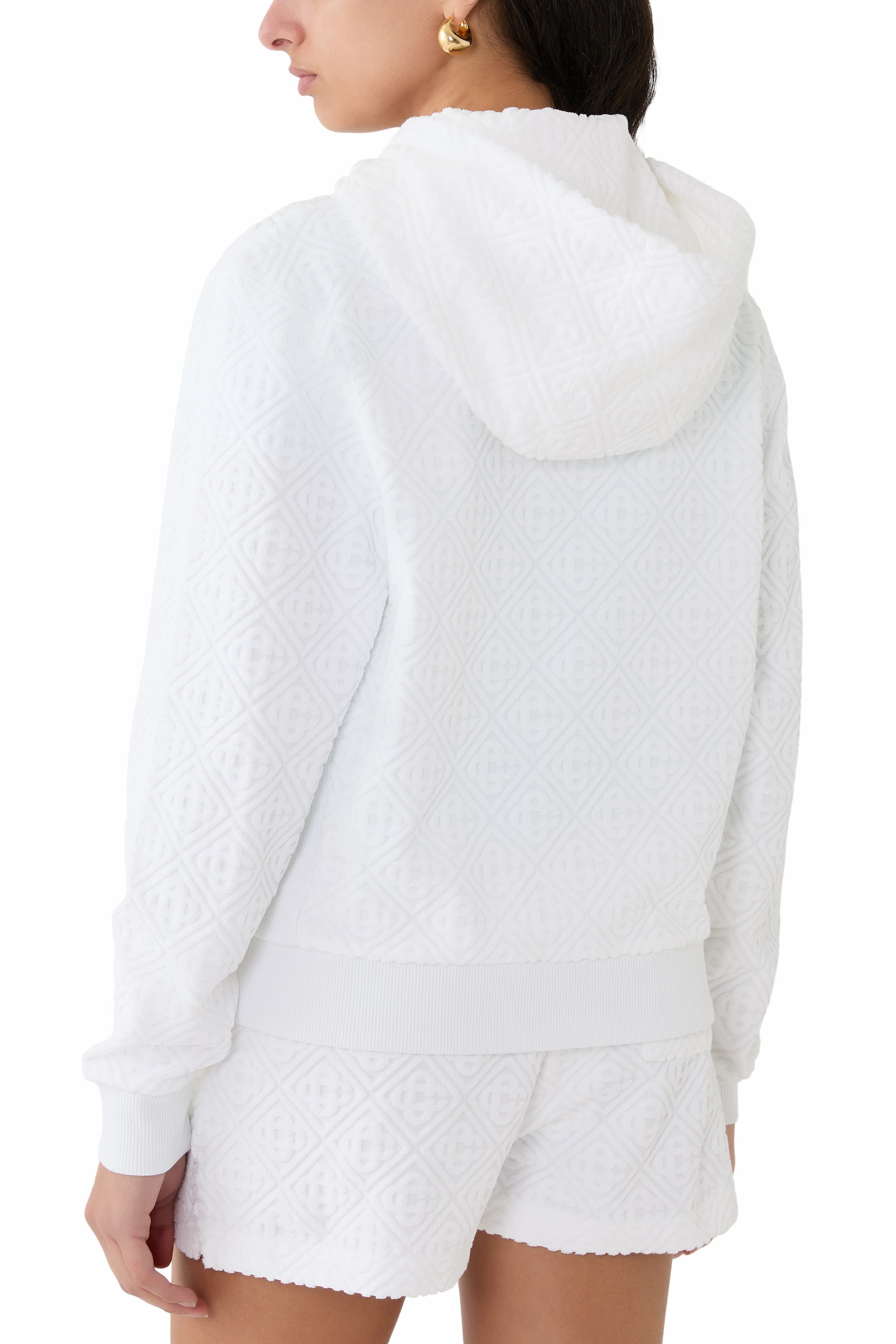 Towelling Waves Monogram Zip Through Hoodie 