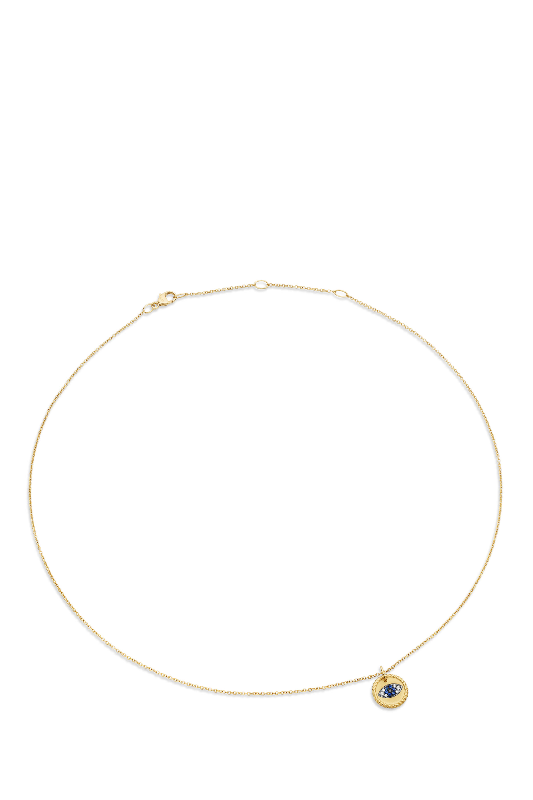 Cable Collectibles&reg; Evil Eye Necklace, 18K Yellow Gold, Blue Sapphires, Diamonds, & Black Diamonds