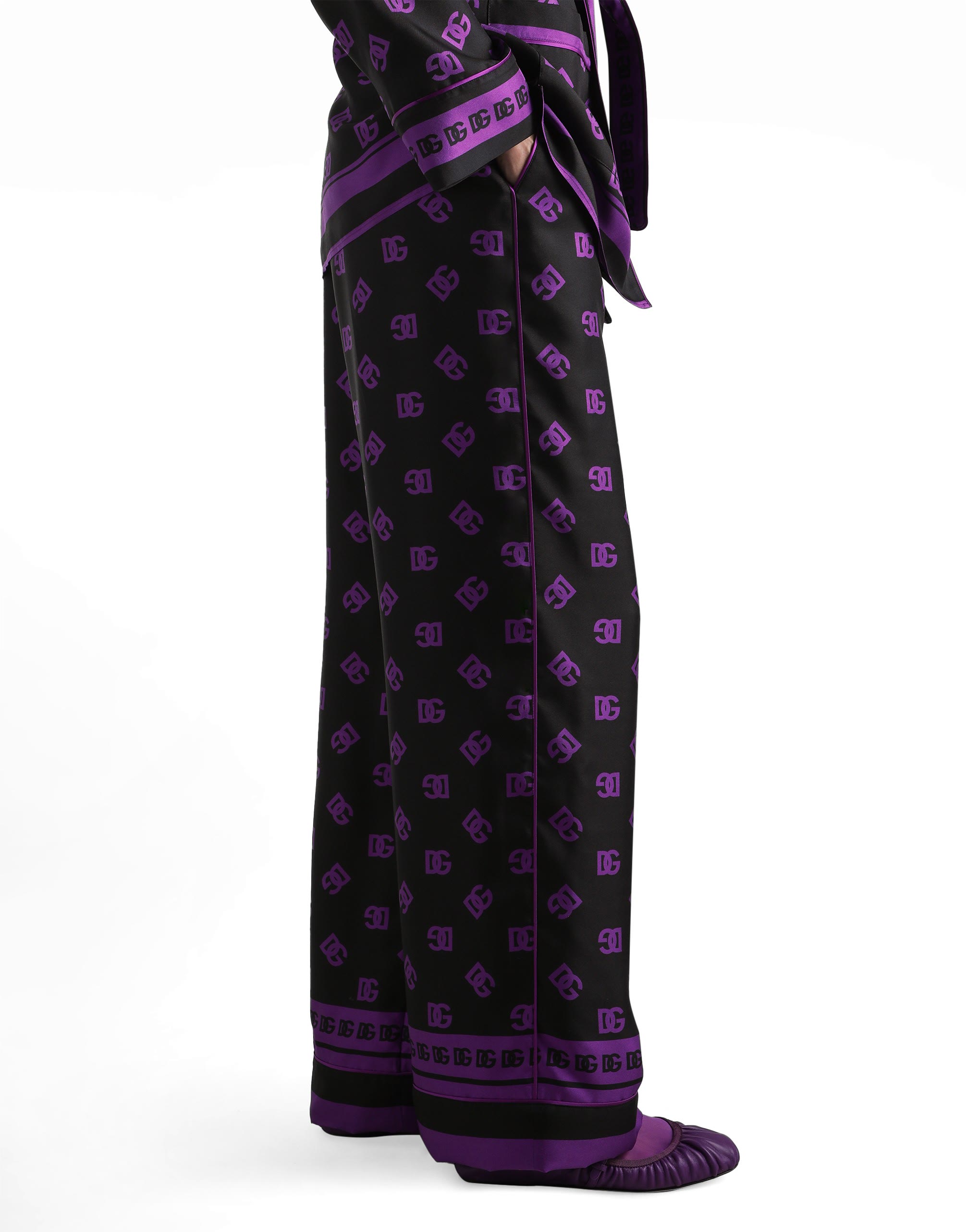 All-Over DG Logo Silk Satin Jacquard Pajama Pants