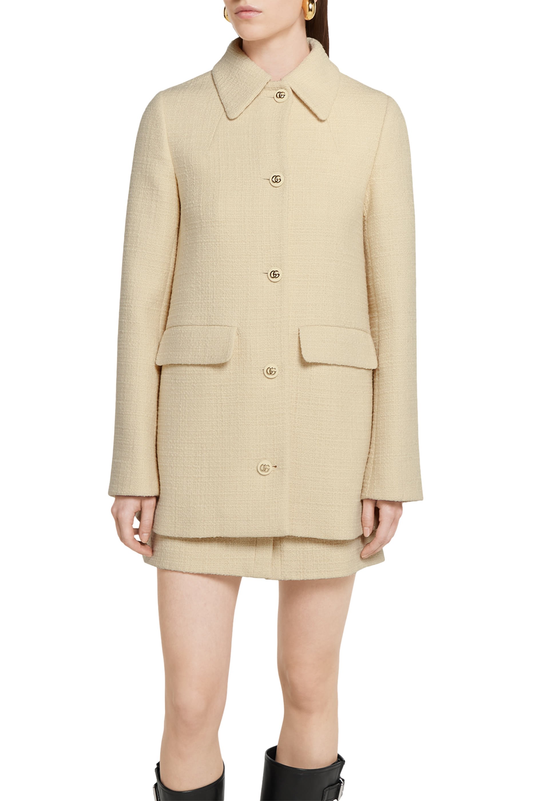 Textured Wool Tweed Coat