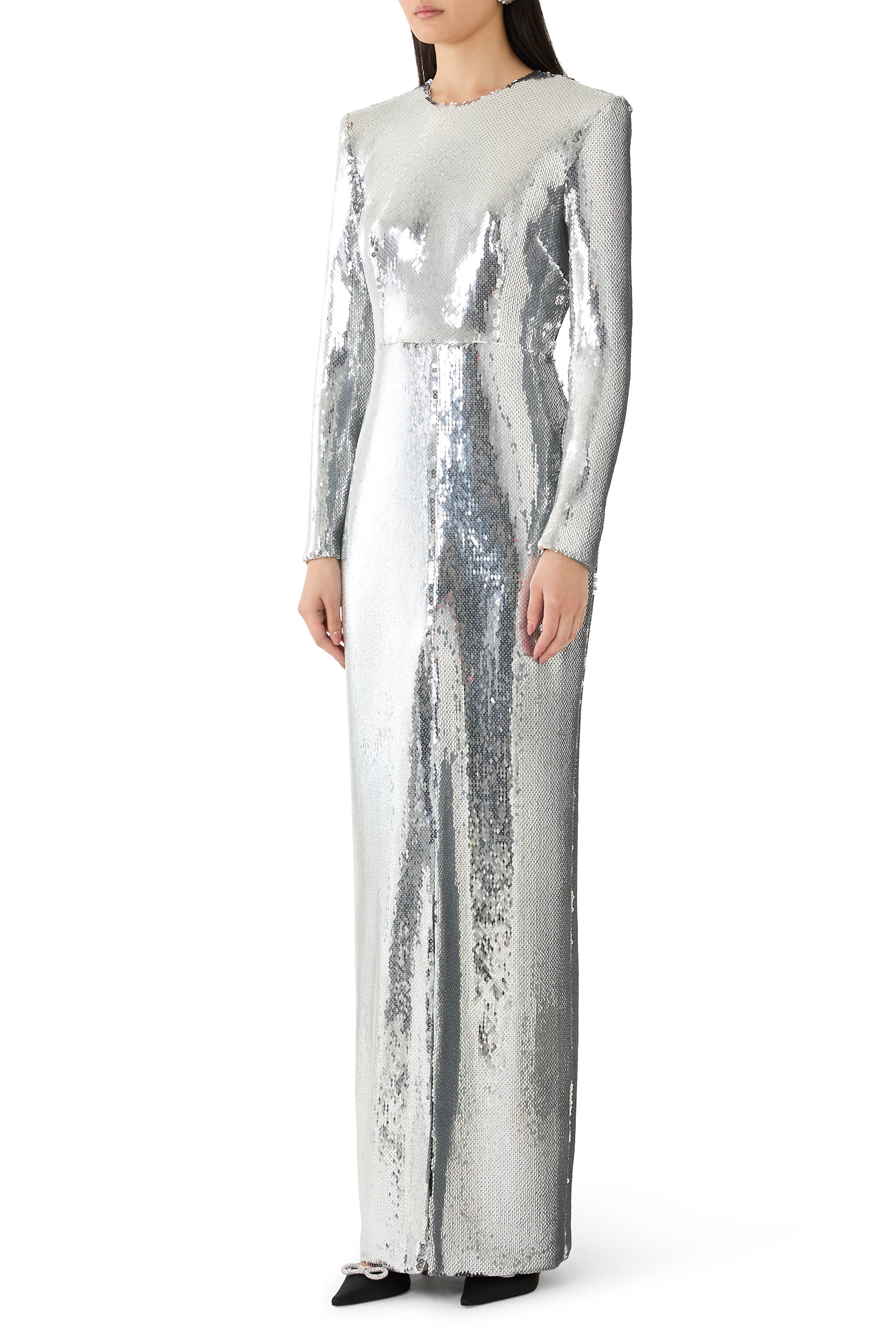 Sequin Long Sleeves Column Evening Dress