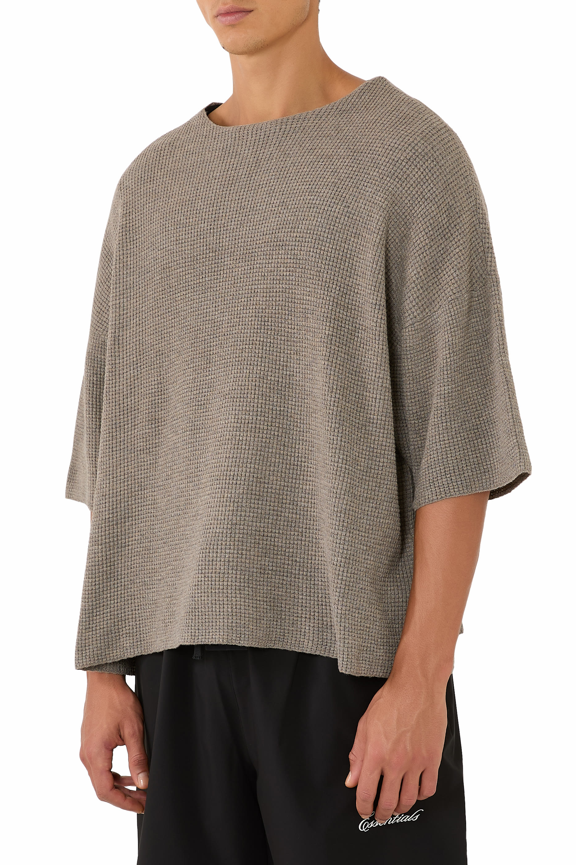  Waffle Short Sleeve Sweater 