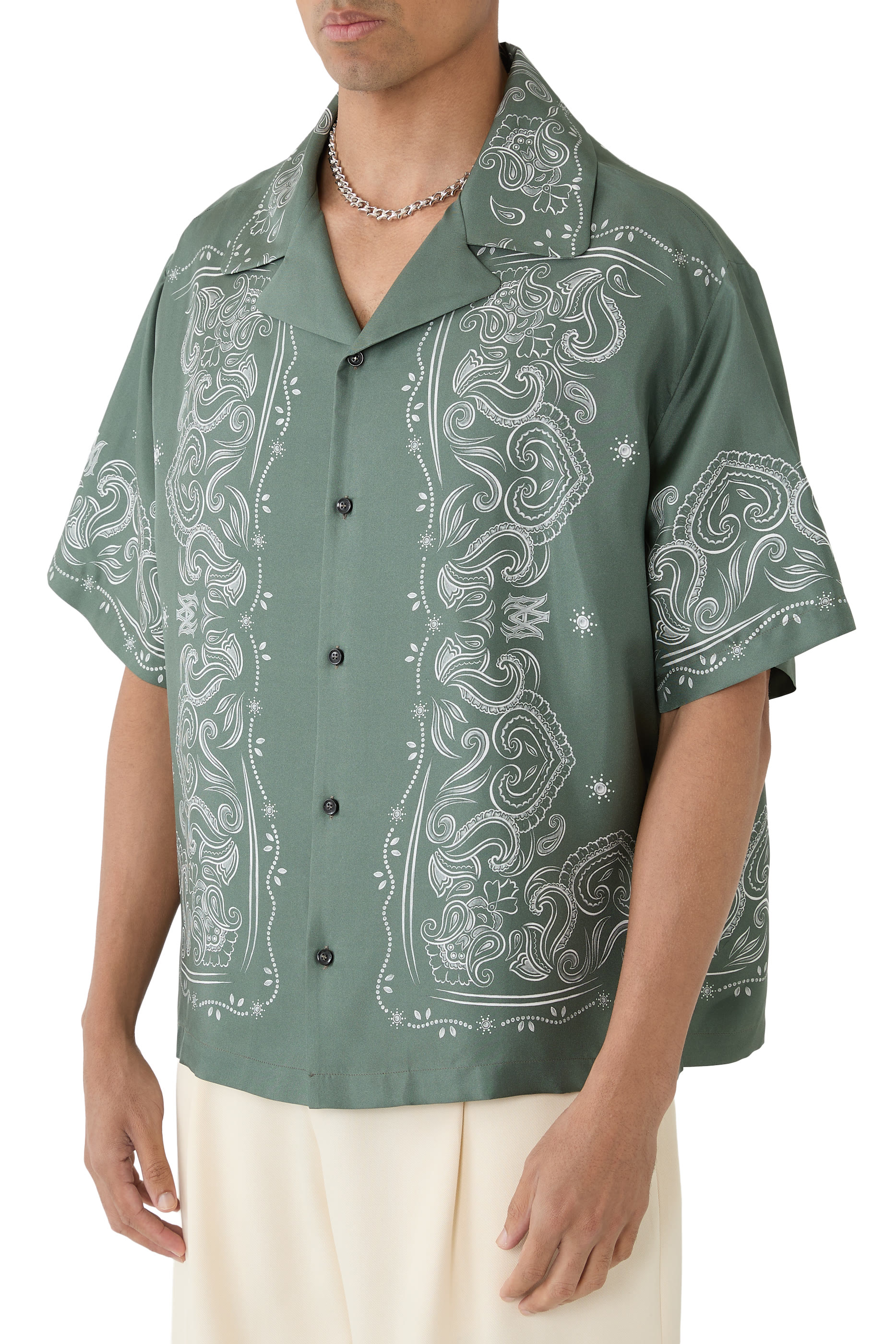  Bandana Paint Oversized Bowling Shirt 