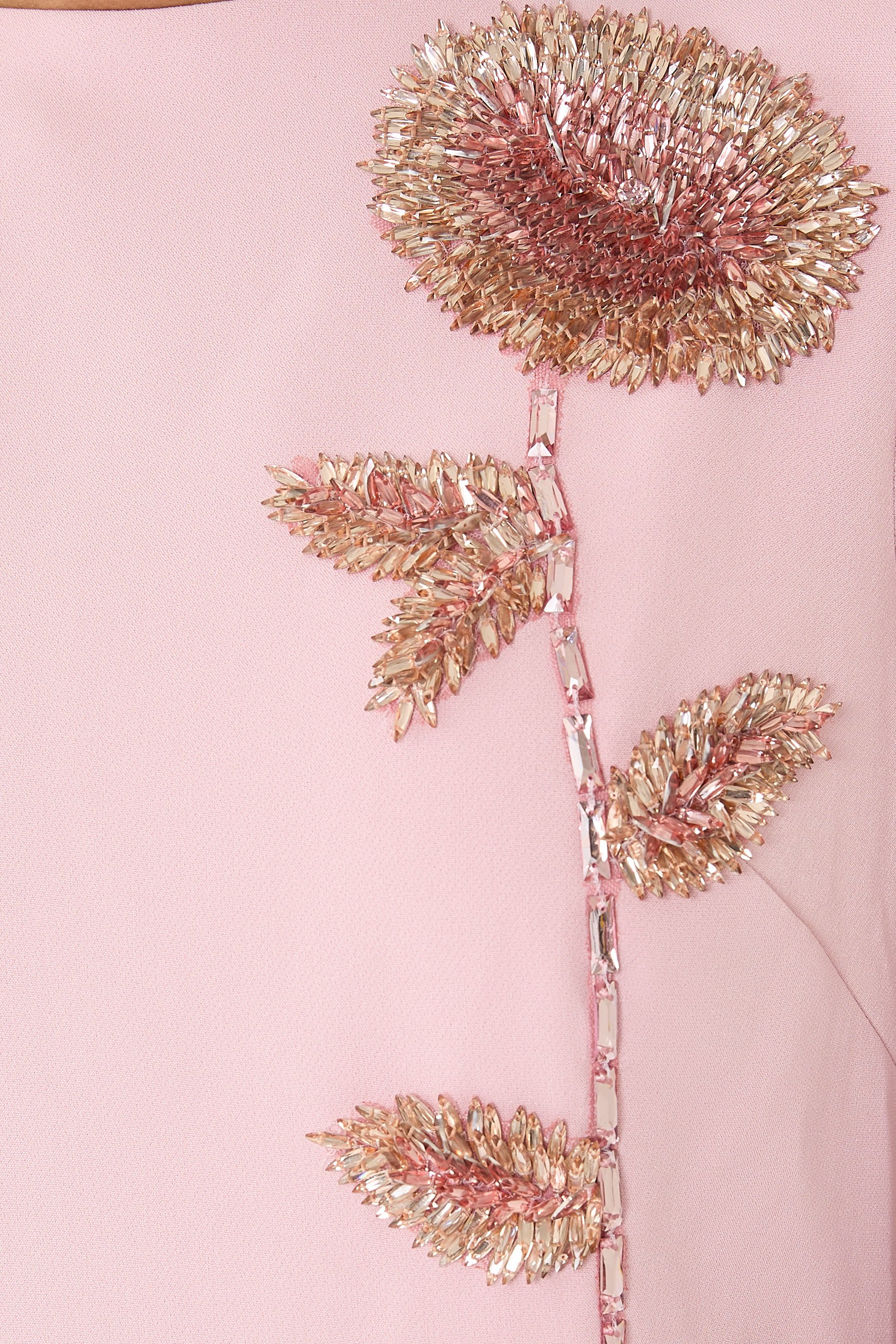 Crepe Beaded Flower Applique Cape Back Gown