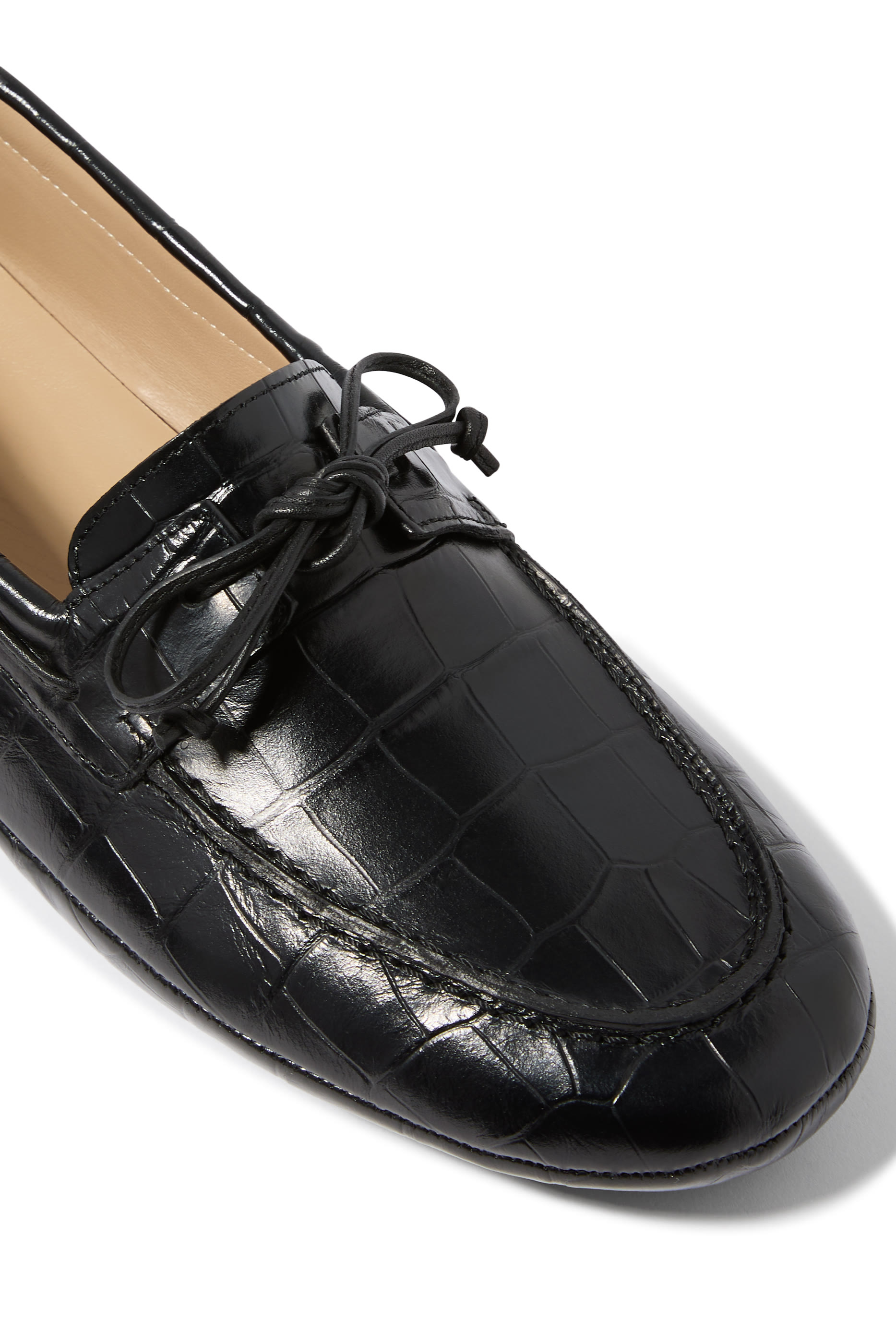 Croc-Embossed Driver Moccasins